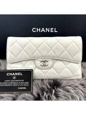 Chanel Wallet Quilted Caviar Trifold